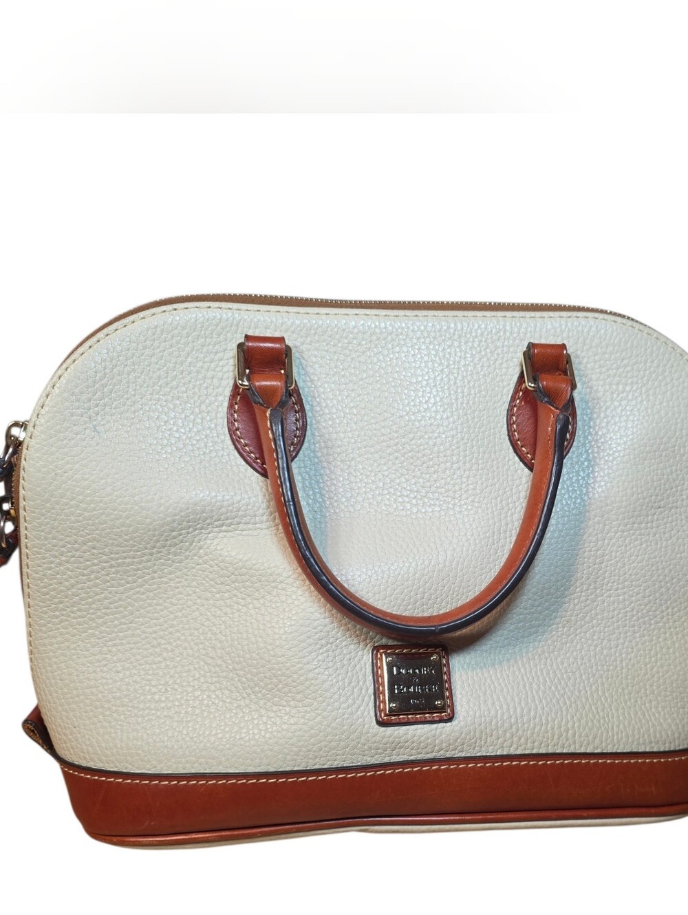 Dooney & Bourke Bag Pebble Grain Crossbody Zip Leather Satchel sand  beige